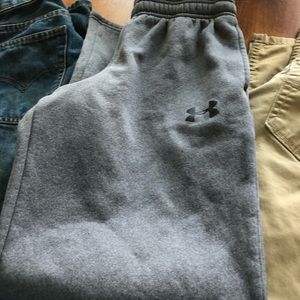 Levi khaki; Levi jeans and Under Armor sweat pants